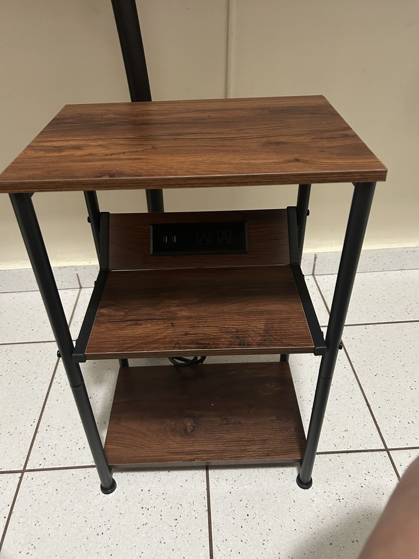 Side Table With USB Ports And Outlet 