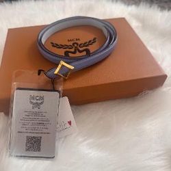 New MCM Della Robbia Blue Reversible belt