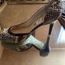 Snake Print Open Toe Heels