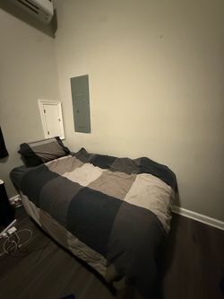 Bed frame and mattress and comforter