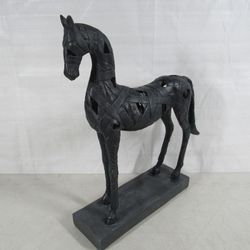 Black Stallion Horse Vintage Polyresin Figurine Statue 15" Tall
