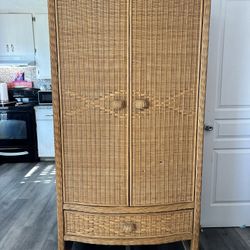 Vintage Pier 1 San Angelo Collection Wicker & Rattan Armoire