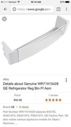 GE monogram narrow door bin NEW IN BOX