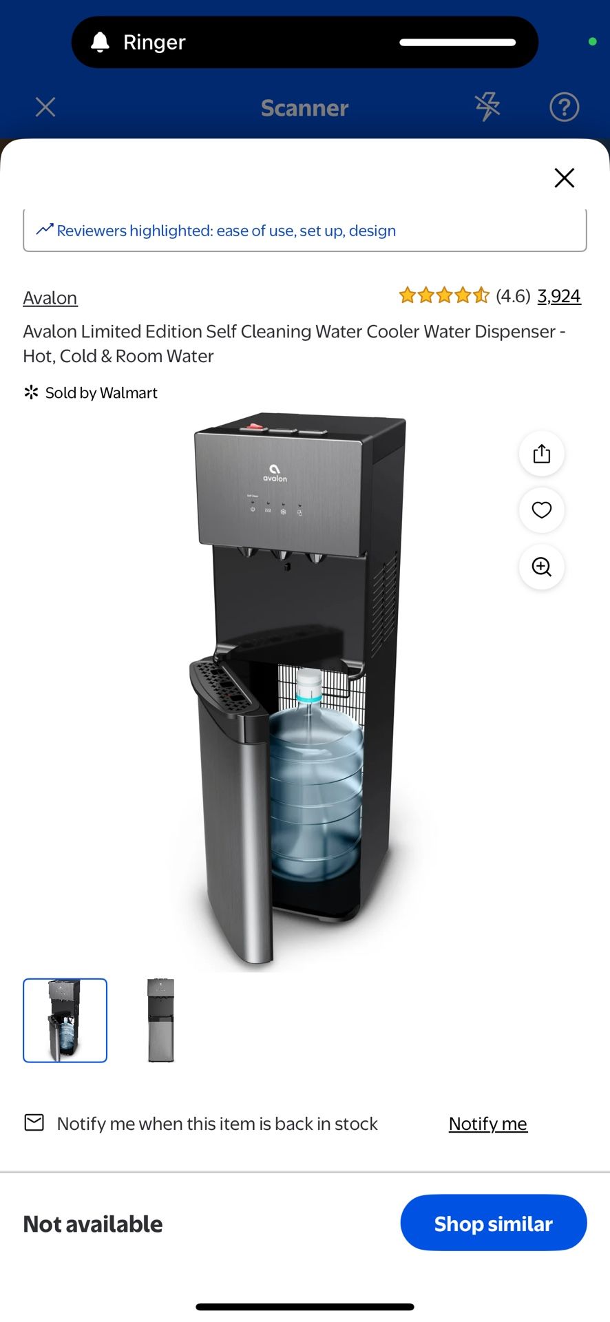 Avalon Limited Edition Self Cleaning Water Cooler Water Dispenser - Hot, Cold & Room Water