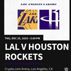 2 LAKERS tickets Vs Houston Rockets Section 118,  Row 1, Seat 7