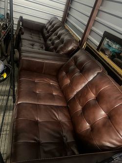 Brown Leather Tufted Sofa Set/ office chairs