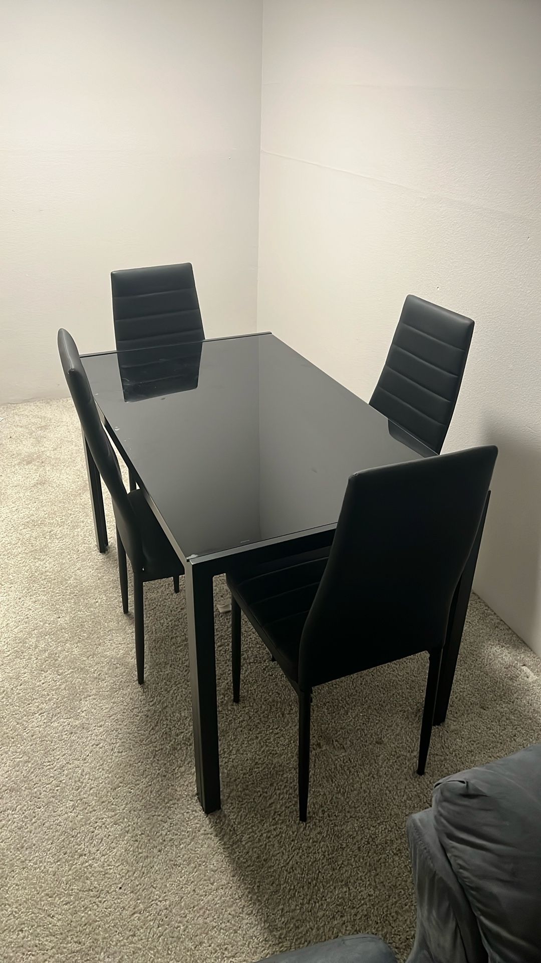 IANIYA Dining Room Table,Kitchen Table, Square Glass Kitchen Table with 4 Chair Black