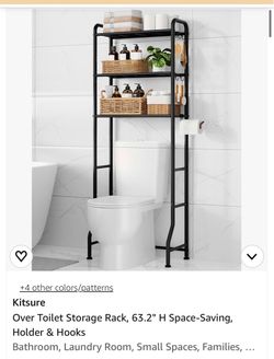 KITSURE new black over the toilet storage rack