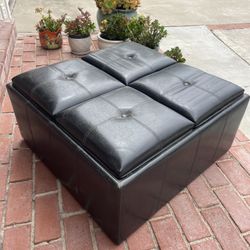 Black Leather Dutton With Trays