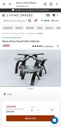 Living Spaces Living Room Table Set 