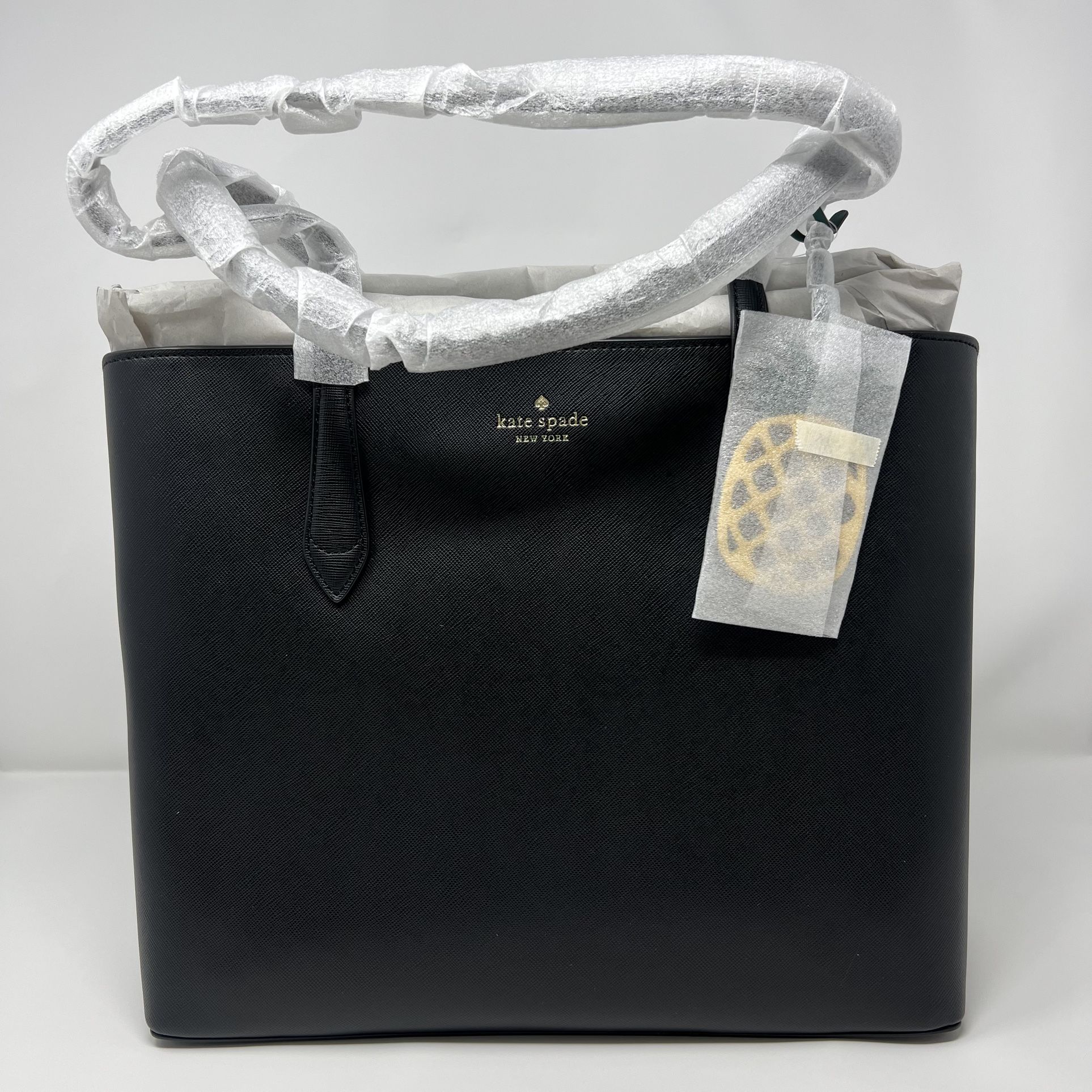 Kate Spade Marlee Saffiano Tote Bag In Black With Pineapple Charm