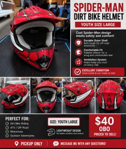 Spider-Man Youth Dirt Bike / Motocross Helmet – Youth Large