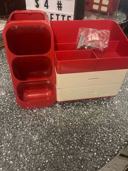 Red Plastic Desktop Organizer