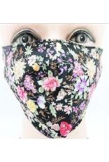 Black with Flowers Face Fun. Washable/Reusable