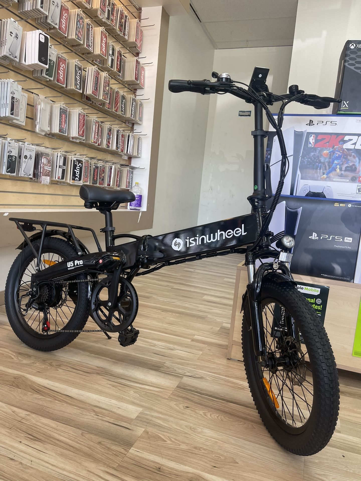 Isinwheel Foldable Black Electric Bike! 20MPH! Finance It Today! No Credit Needed! $50 Down Payment To Take It Home!