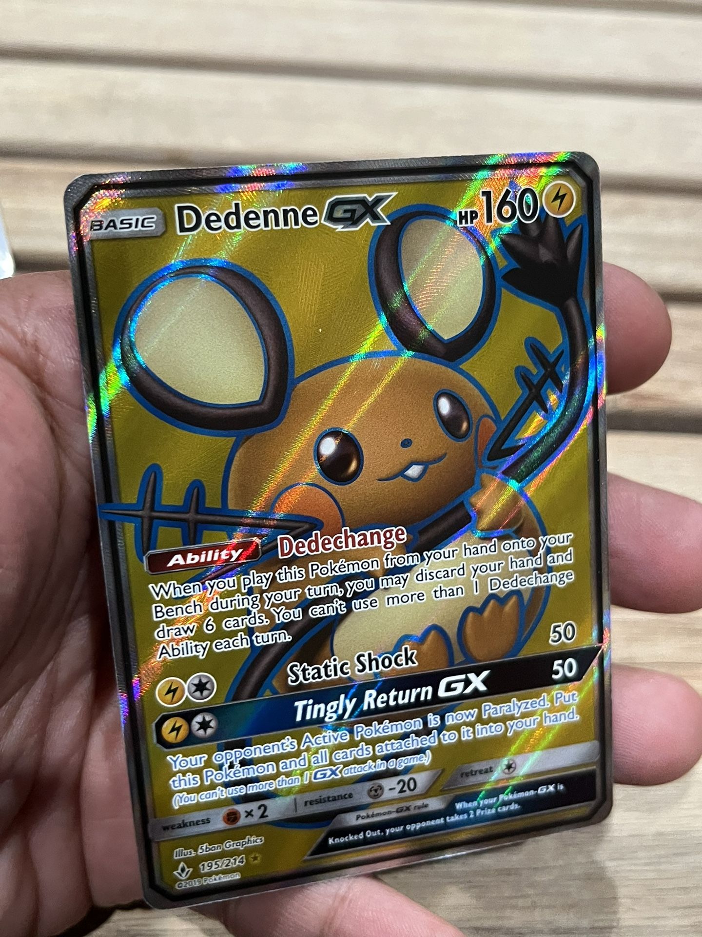 Dedenne GX Full Art 195/214 SM Unbroken Bonds Pokémon TCG NM near mint holo rare