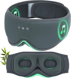 Bamboo Cotton Sleep Mask with Bluetooth, Zero Eye Pressure Sleep Headphones