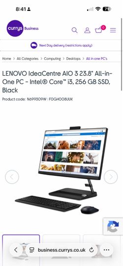 LENOVO IdeaCentre AIO 3 23.8" All-in-One PC - Intel® Core™ i3, 256 GB SSD, Black