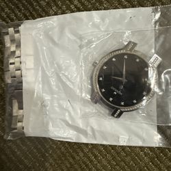 Movado Men’s Stainless Steel Watch – Black Dial with Diamond Hour Markers (Needs Repair)
