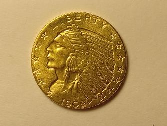 USA 1909 Five Dollar Half Eagle Golden Modern Restrike Coin /Token.