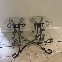 Glass coffee table and 2 matching end tables