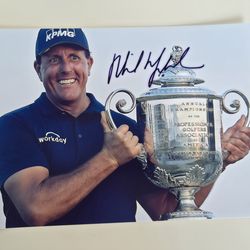 Phil Mickelson Signed 8x10 Photo – PGA Championship Trophy Golf Autograph w/ COA