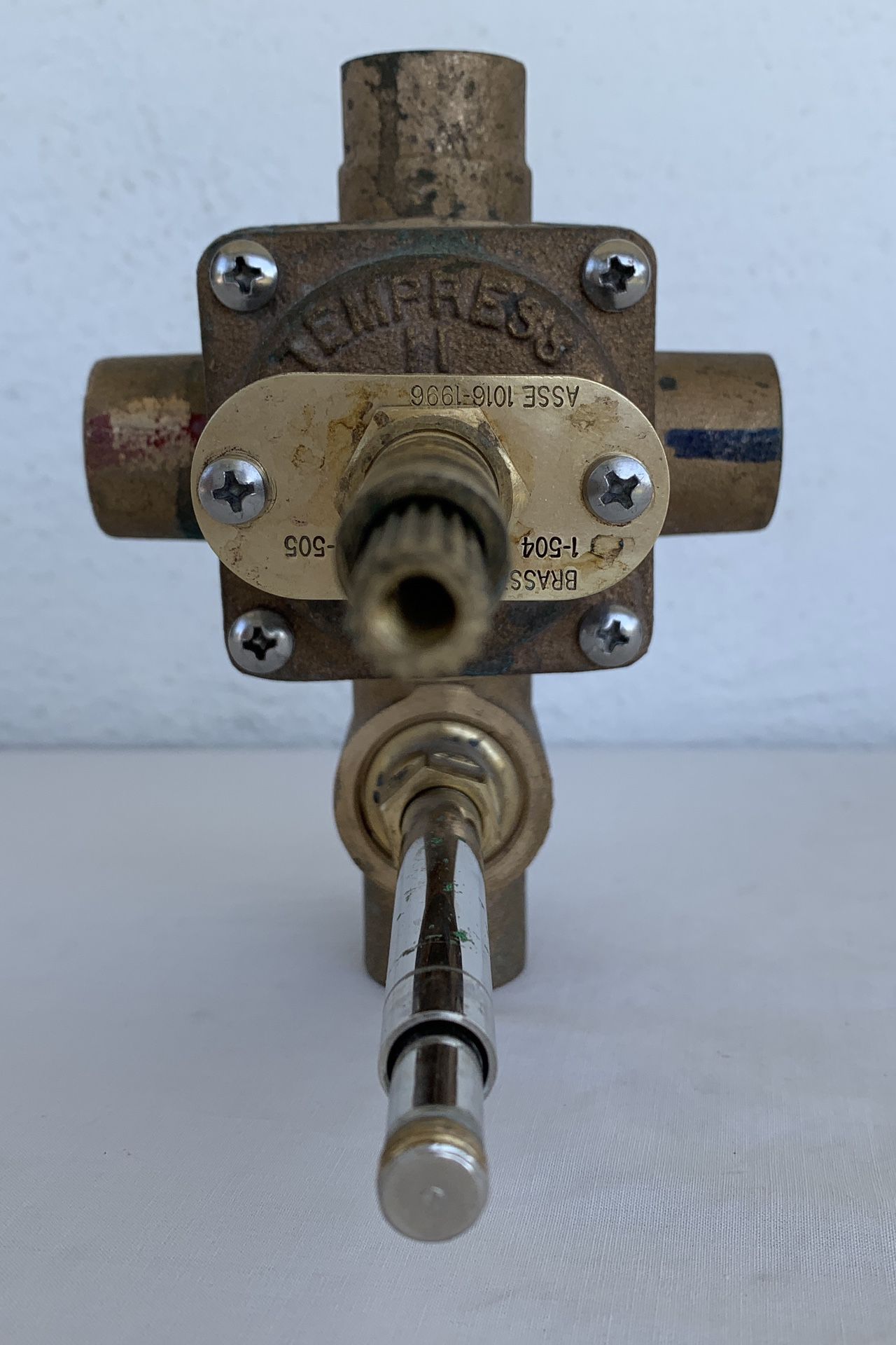 Newport Brass Brasstech Tempress II 1-505 4 Port Tub and Shower Trim Rough-In Diverter Valve w/ No Stops, like 1-595, 1 of 2