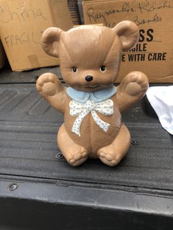 Baby Boy Bear Ceramic Piggy Bank