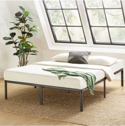14 Inch Metal Platform Bed Frame, Heavy Duty Steel Slats