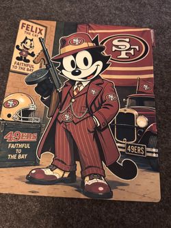 San Francisco 49ers Felix the cat on a metal sheet