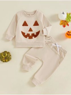 Baby Halloween Pumpkin Sweatsuit Set