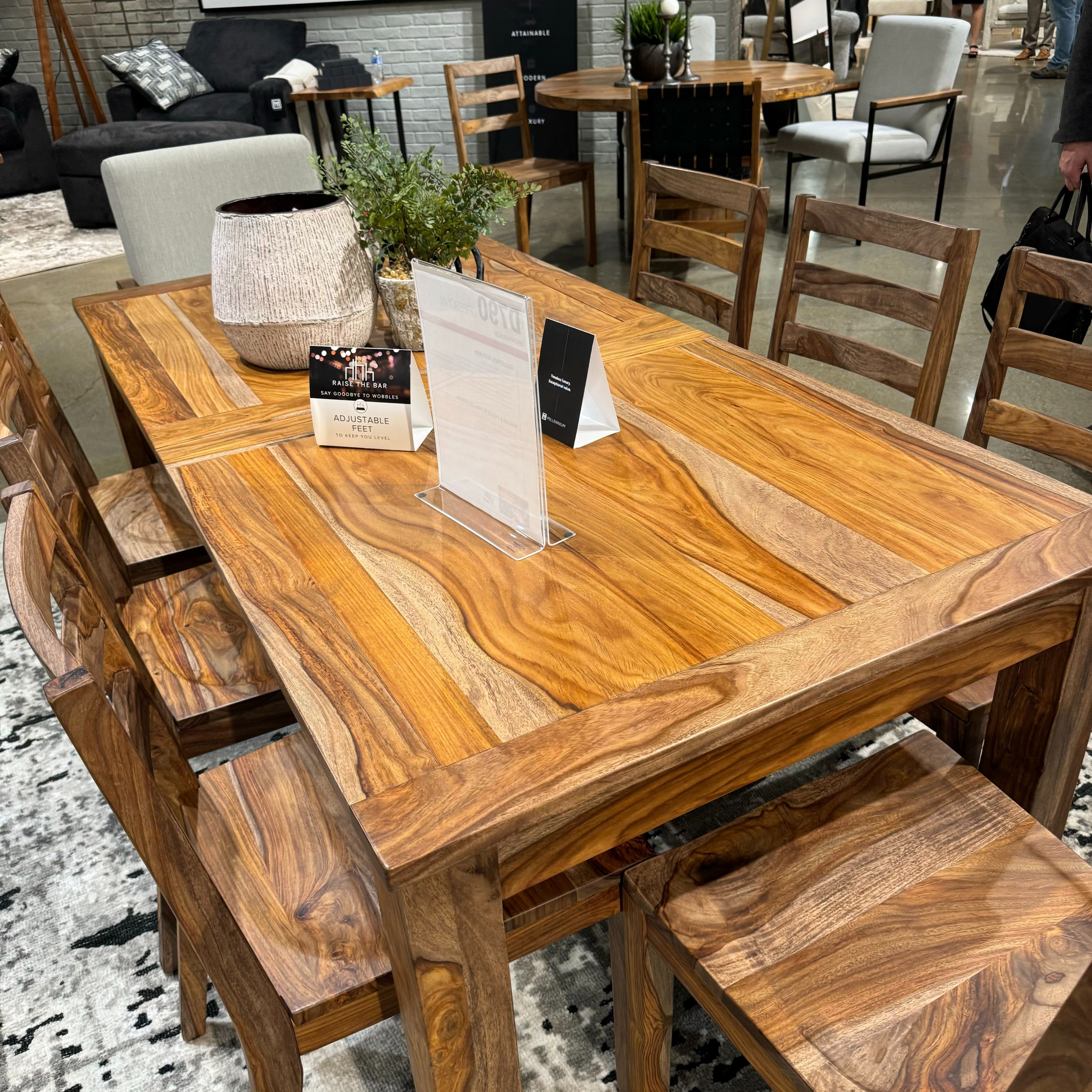 Natural Brown Dining Room Set / 7pc wood-tone finish Sheesham wood