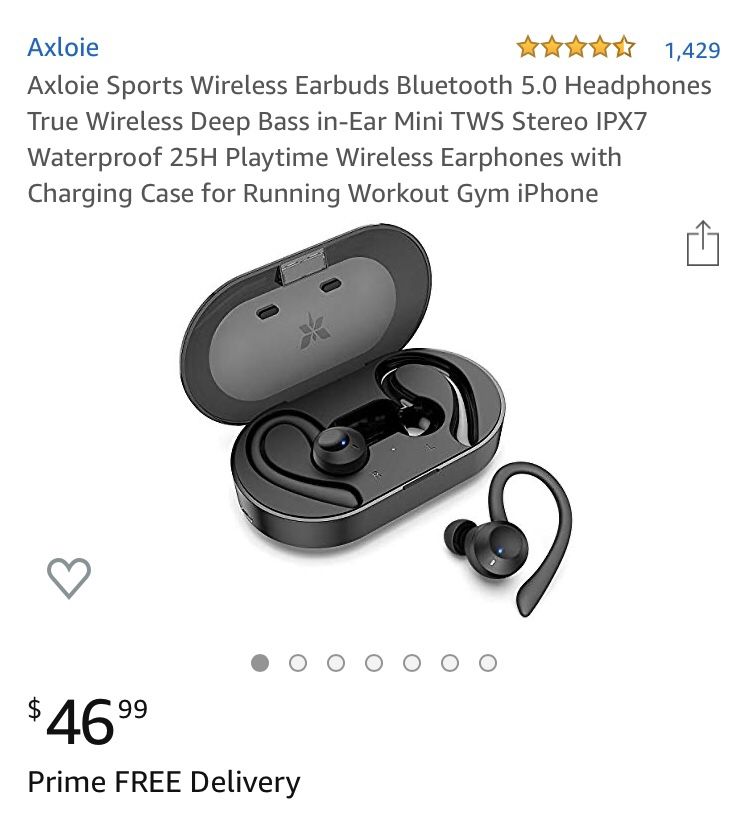 Axloie Sports Wireless Earbuds Bluetooth 5.0 Headphones True Wireless Deep Bass in-Ear Mini TWS Stereo IPX7 Waterproof 25H Playtime Wireless Earphone