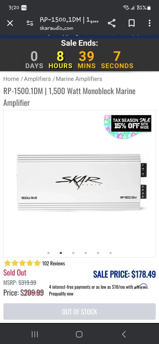 Skar Audio 1500 Watt Amp