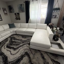 White Leatherette Sectional
