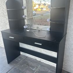 Black Vanity Desk With Mirror- Only $40 Read Description 