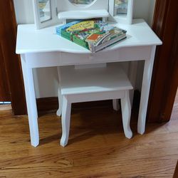 Child's Vanity Table And Seat-Wood