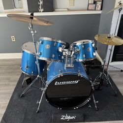 Ludwig Drum set With Double Pedal Ziljian Ride