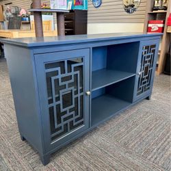 Tv Stand 60” Sideboard Buffet Table with 2 Doors, Storage Cabinet with Adjustable Shelves, Dark Navy Blue, New