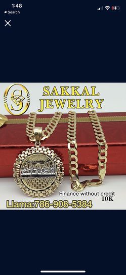 10K Gold Cuban Link With Jesus Pendant. Finance Without Credit For $79