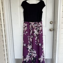 SLNY Floral Maxi Dress Beautiful Plum Purple Evening Dress Size 8