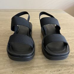 mysoft Women's Platform Wedges Sandals Slingback Lightweight Elastic Ankle Strap Low Wedges Walking Sandals Comfortable Slip On Casual Shoes 