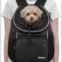 Ventilated Dog Carrier for Hiking Camping Travel Backpack/ Carrier - Max 15 lbs, Black