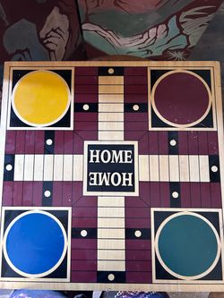 Wooden Parcheesi/ Chinese Checkers DOUBLE SIDED Board Game