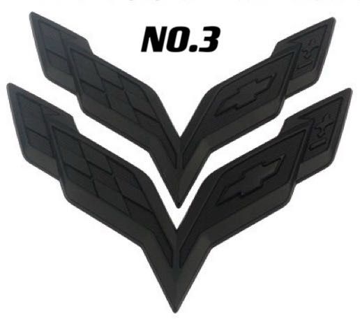 2pc Gloss Black Corvette C7 Front/Rear Emblem Badge 2014-2019 Cross Flag Symbol KEWT 2