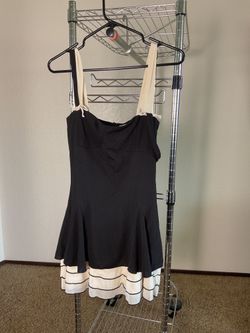 RIHOAS Women’s Black & Cream Contrast Strap Mini Dress Size S NWT