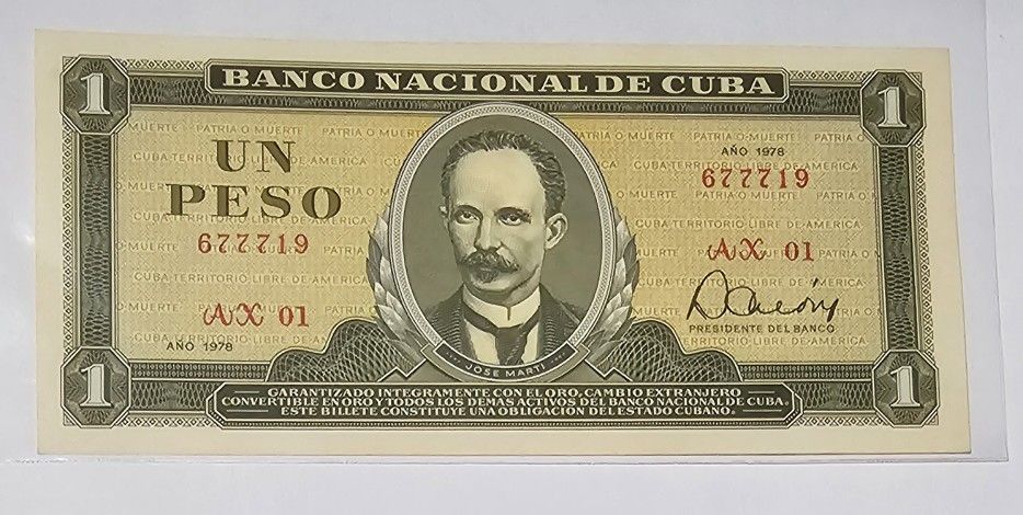 1 Peso 1978 Marti Banco Nacional Replacement
