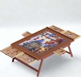 New Jigsaw Puzzle Table with Foldable Stand and 6 Drawers,