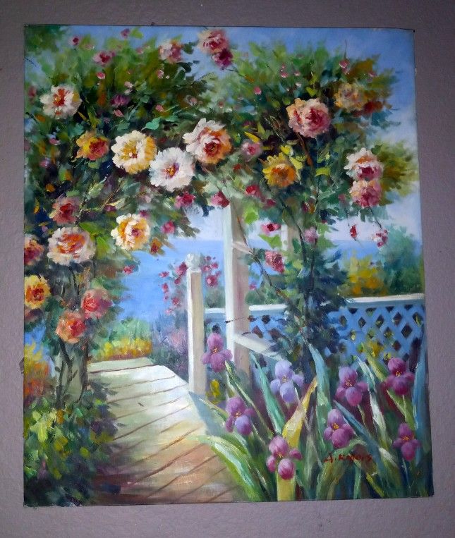 Vintage Handpainted Acrylic Painting Signed