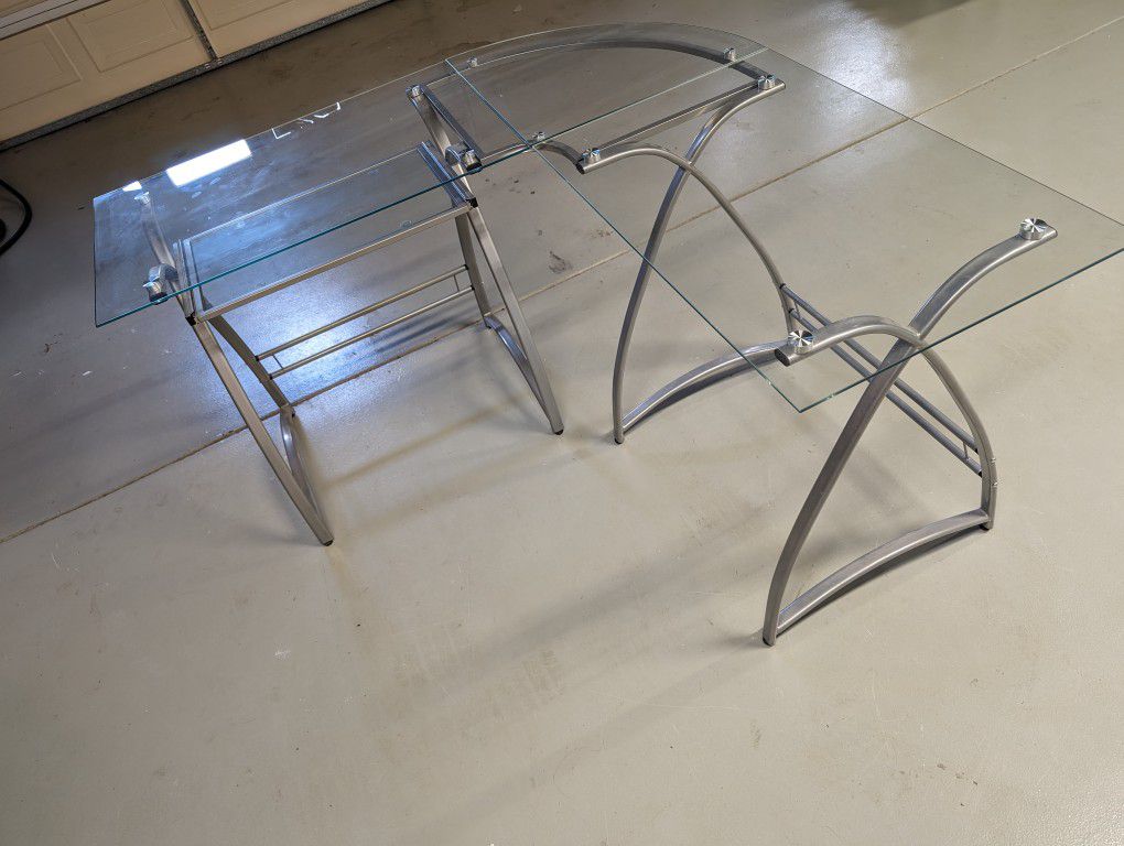 Glass L-Shaped Desk